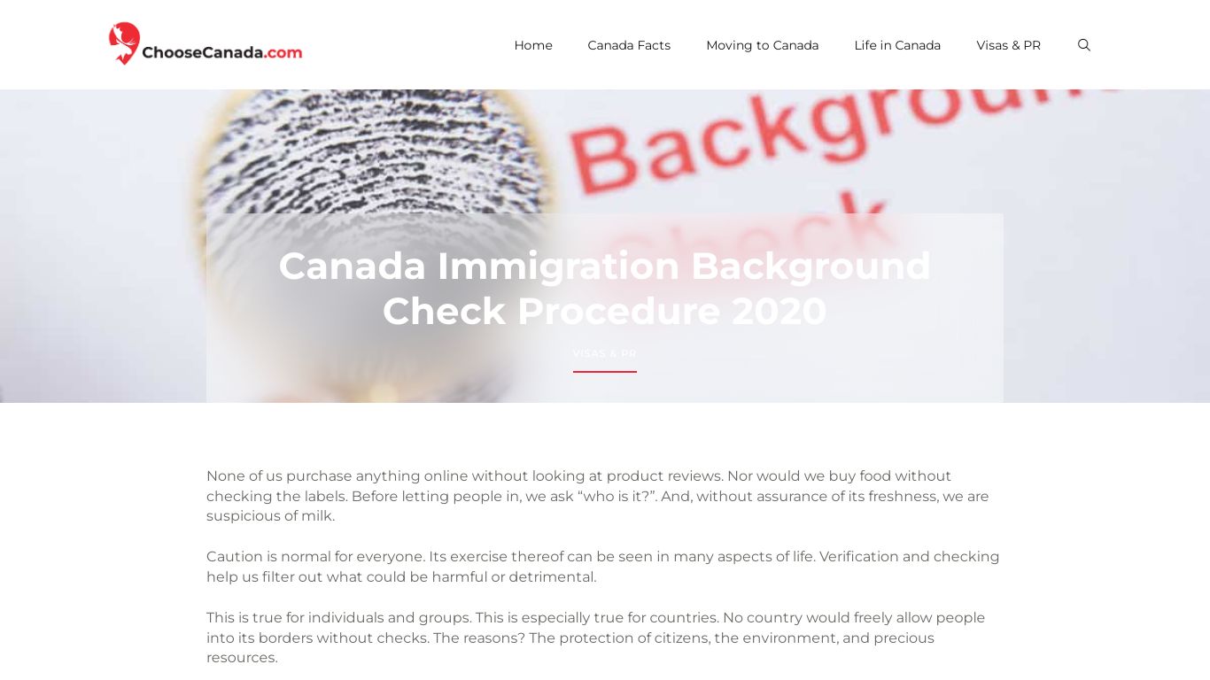 Canada Immigration Background Check Procedure for 2020